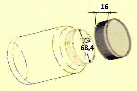 Capsula a vite diametro 70 mm art 1001 disegno tecnico