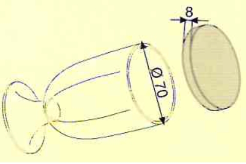 Capsule bicchiere diametro 70 mm art 1006 disegno tecnico