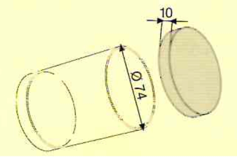 [English] Capsule bicchiere diametro 74 mm art 1030 disegno tecnico