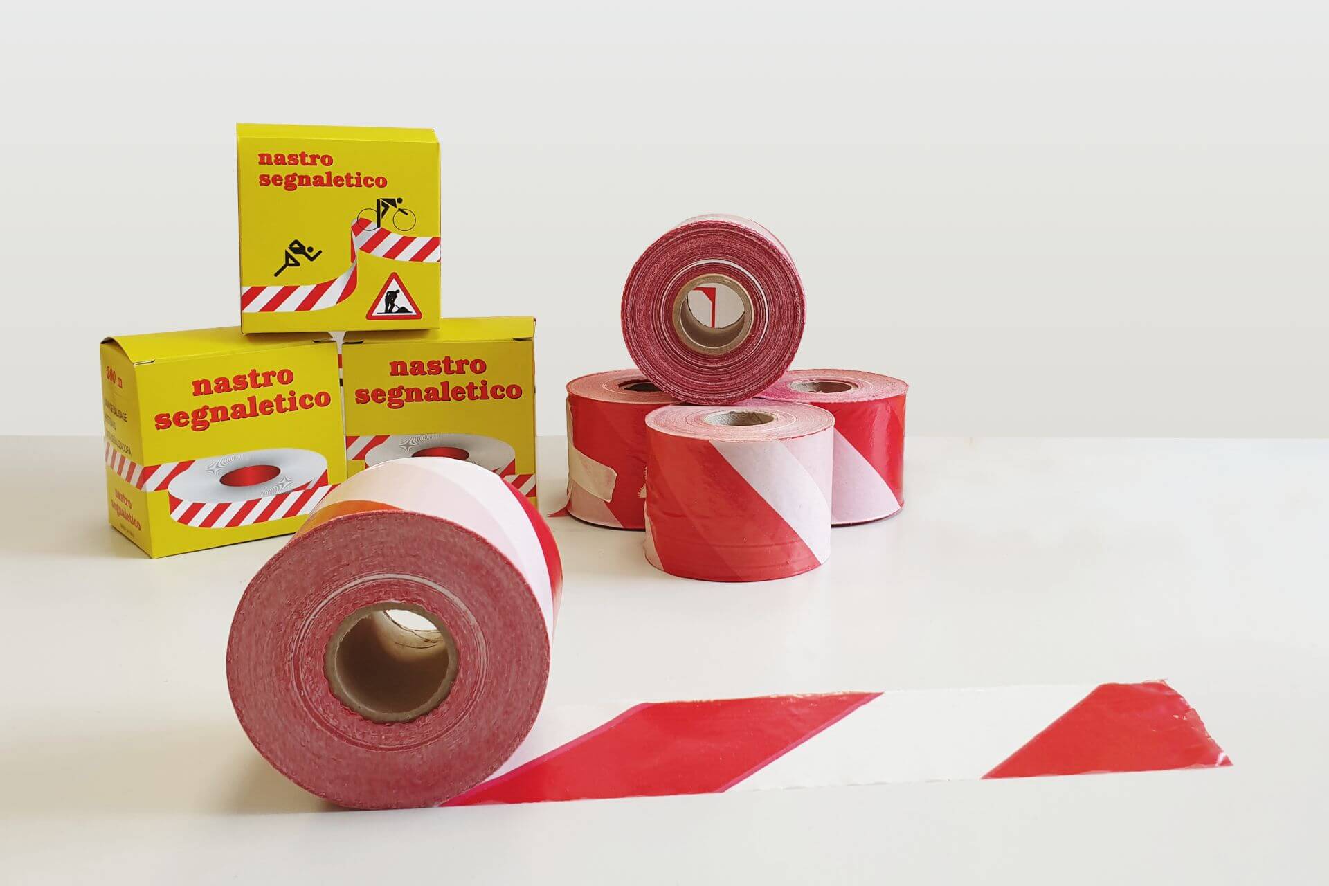 Nasto segnaletico rosso bianco economico h 70 mm 200 mt