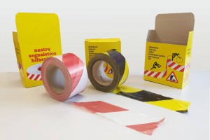 Nastro segnaletico rosso bianco giallo nero standard h 70 mm 200 mt