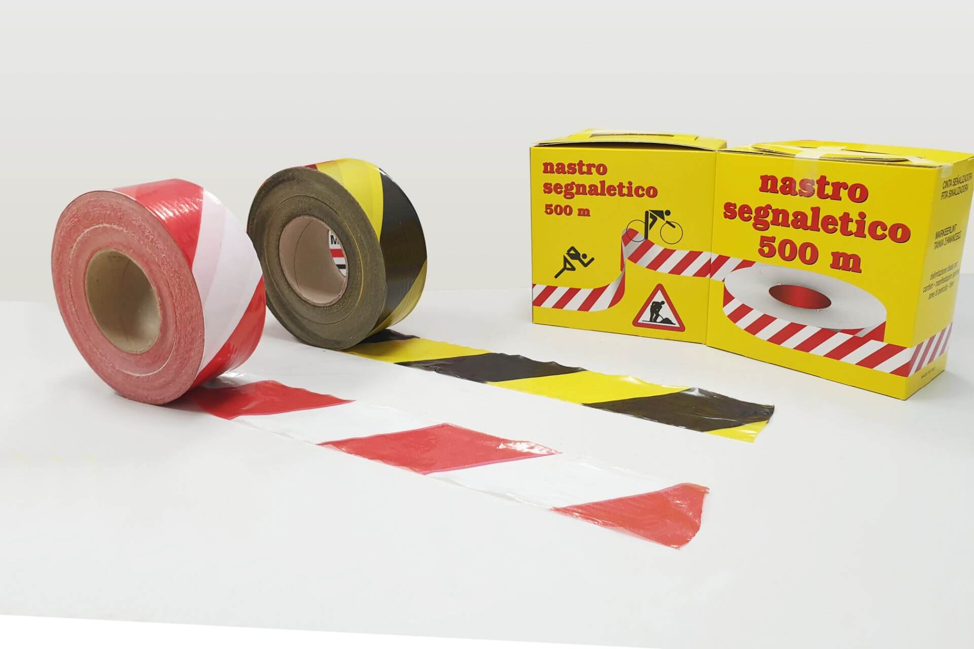Nastro segnaletico rosso bianco giallo nero standard h 70 mm 500 mt